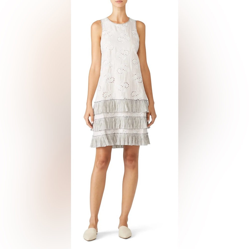 Rebecca Taylor NYC Cream and Gray Cross-Back Dress, Size 12